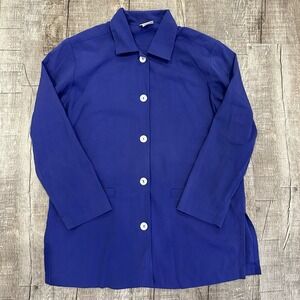 Koret Vintage Women's Royal Blue Long Sleeve Button Up Shirt Size 12 Pockets